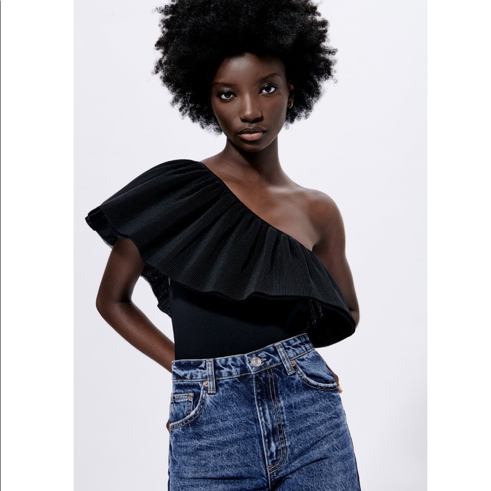 Zara ruffled asymmetric bodysuit - Picture 5 of 10